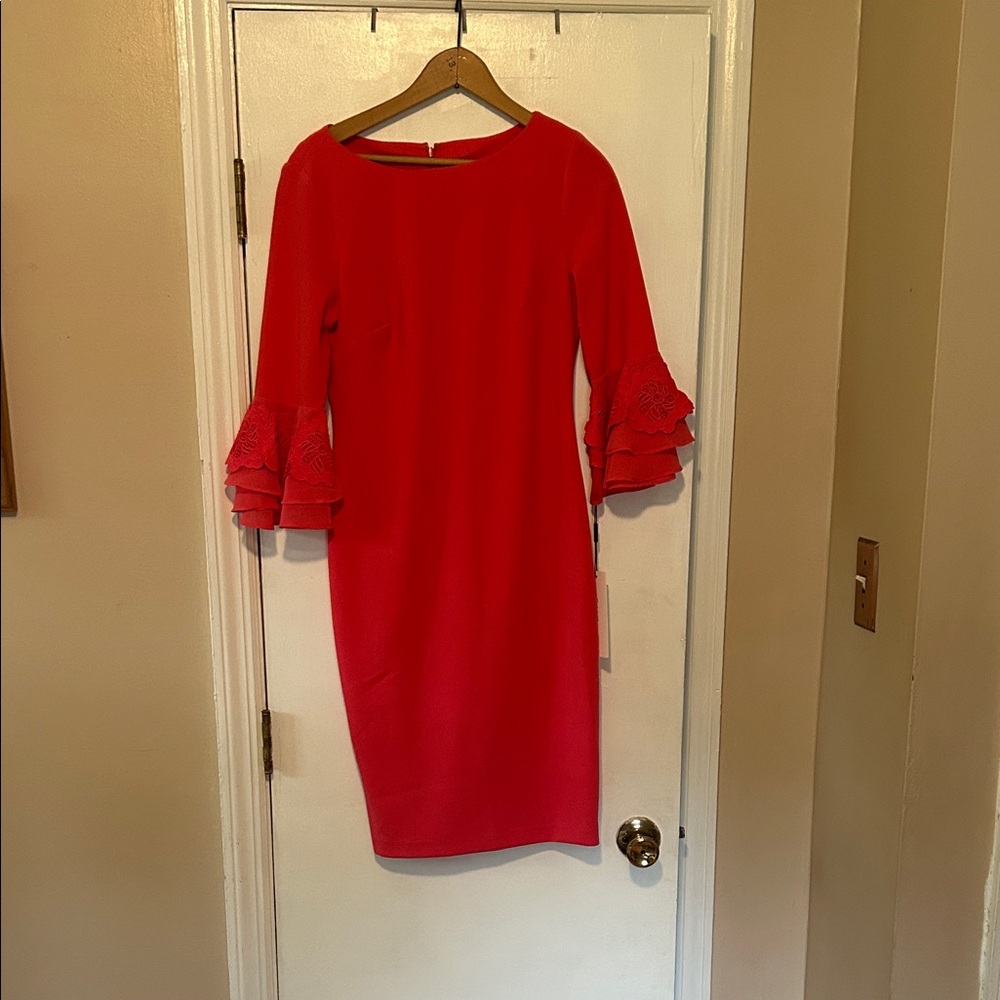 Calvin Klein Pink Dress with Ruffle Detail